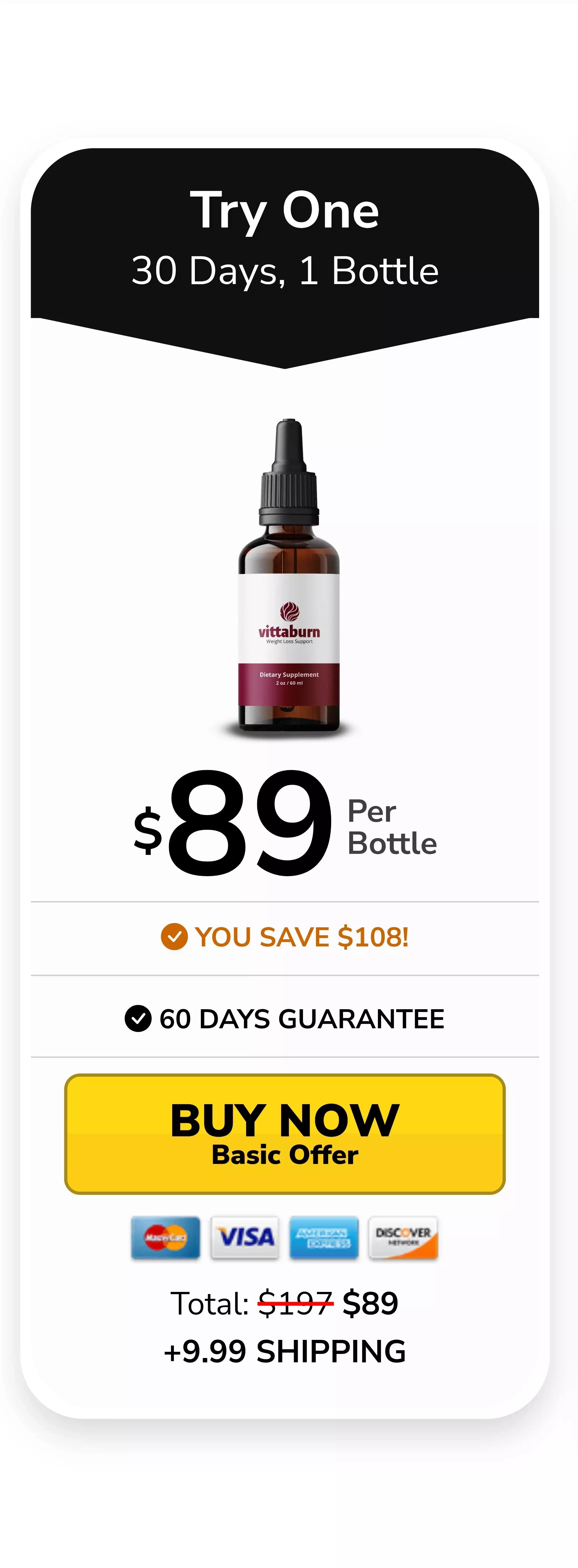 VittaBurn™ 1 bottle pricing